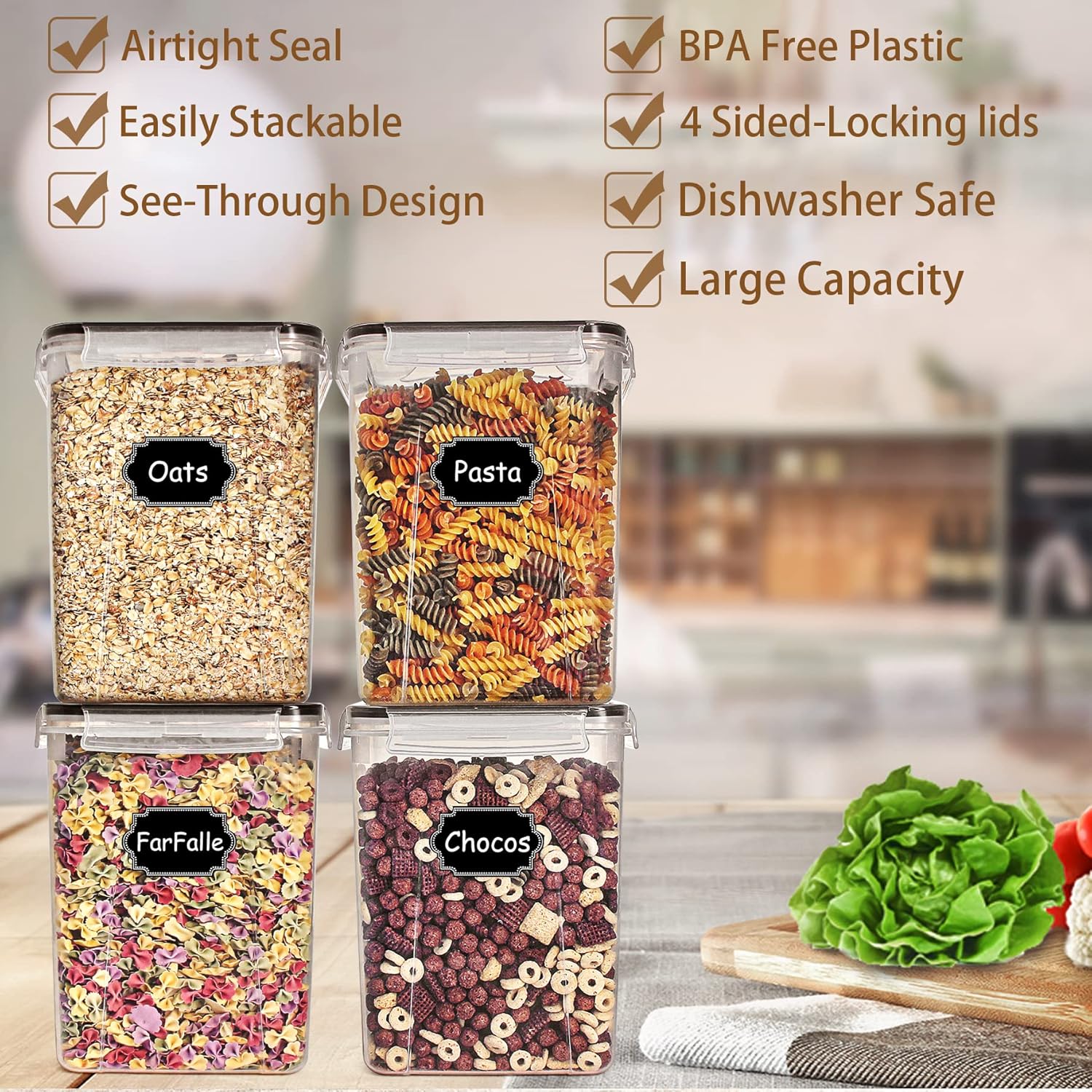 Tyrixma, set da 4 contenitori  - Kitchen.Baking Labels recensione e prezzo